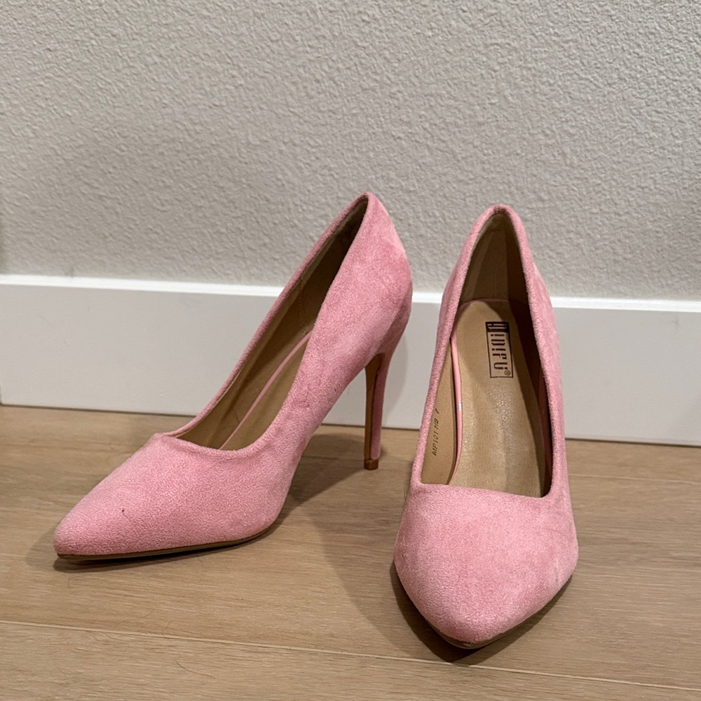 Dip Pink Suede Heels